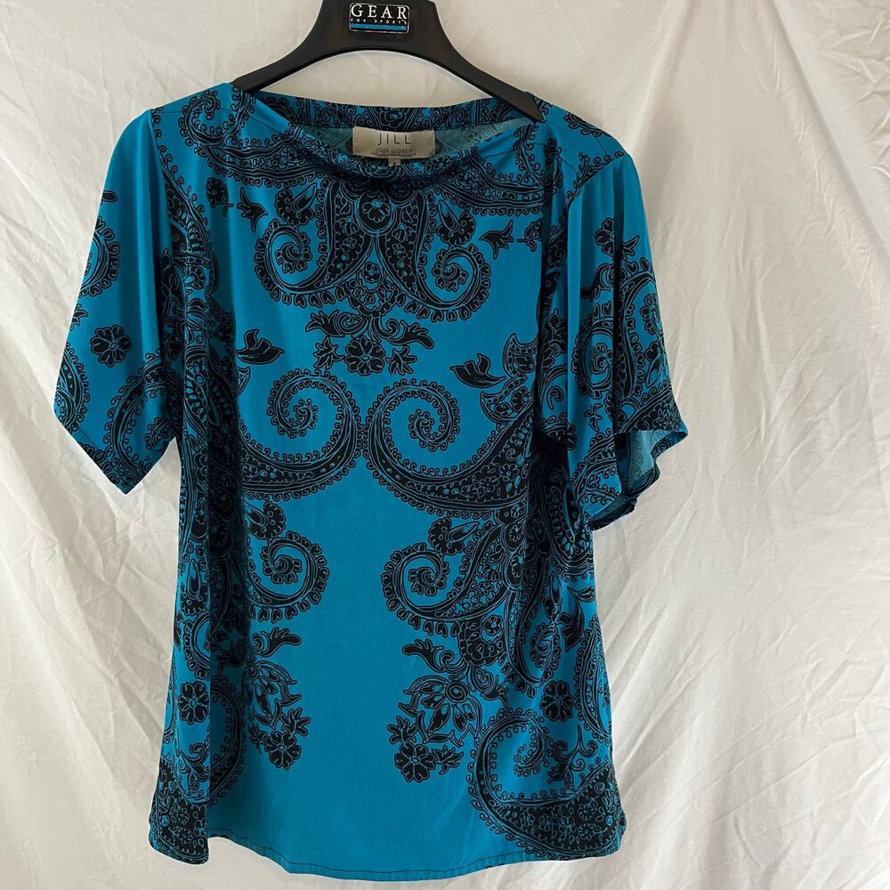 Jill Jojie Lloren Rustan's Paisley  Print Blouse Size 8 Stretch